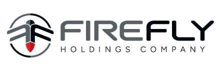 Firefly holdings company logo with mirrored F letters creating firefly-like image to the left of wording