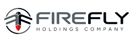 Firefly holdings company logo with mirrored F letters creating firefly-like image to the left of wording